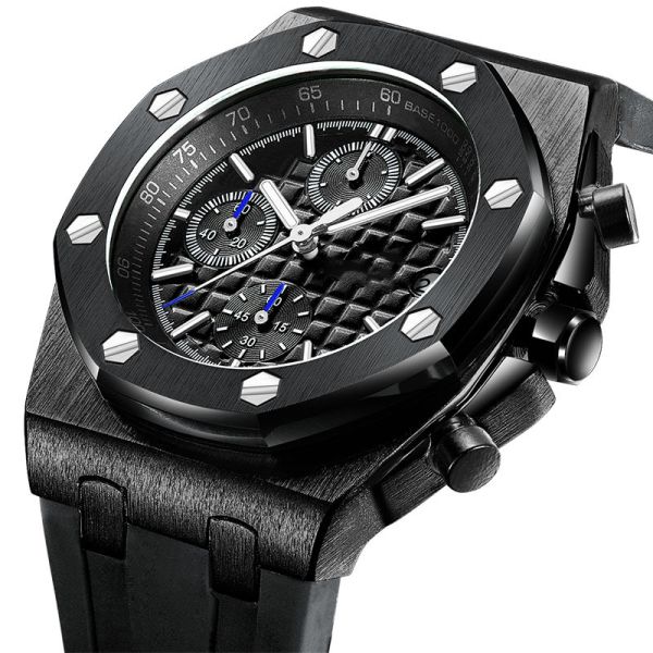 Multi Function Men'S Silicone Quartz Watch Fashion With Calendar