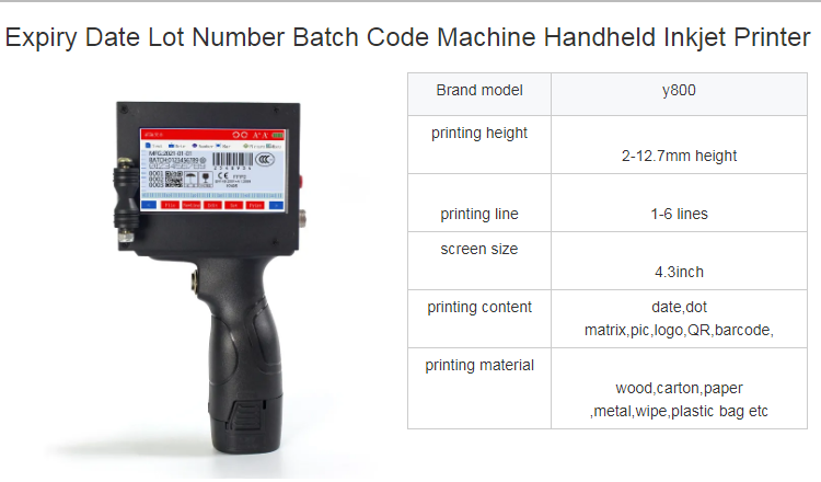 Portable Industrial Handheld Inkjet Printer for Carton Printing on Various Materials