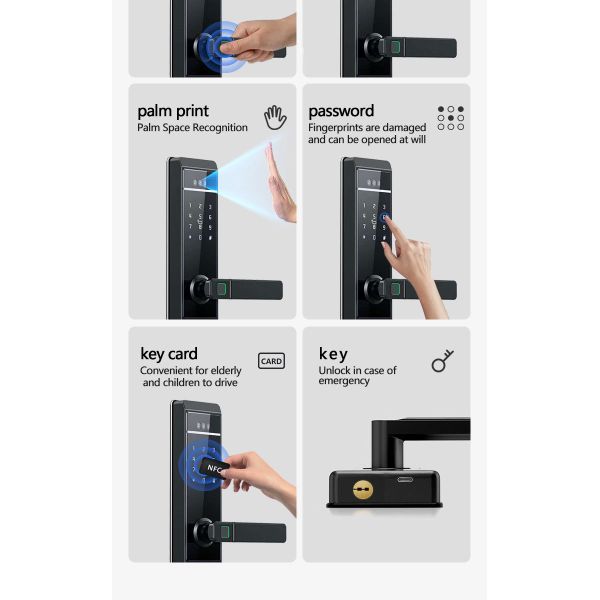 Qleung S810max Smart Home Lock With Card Code Key Fingerprint Palm Password Multi-unlock Ways