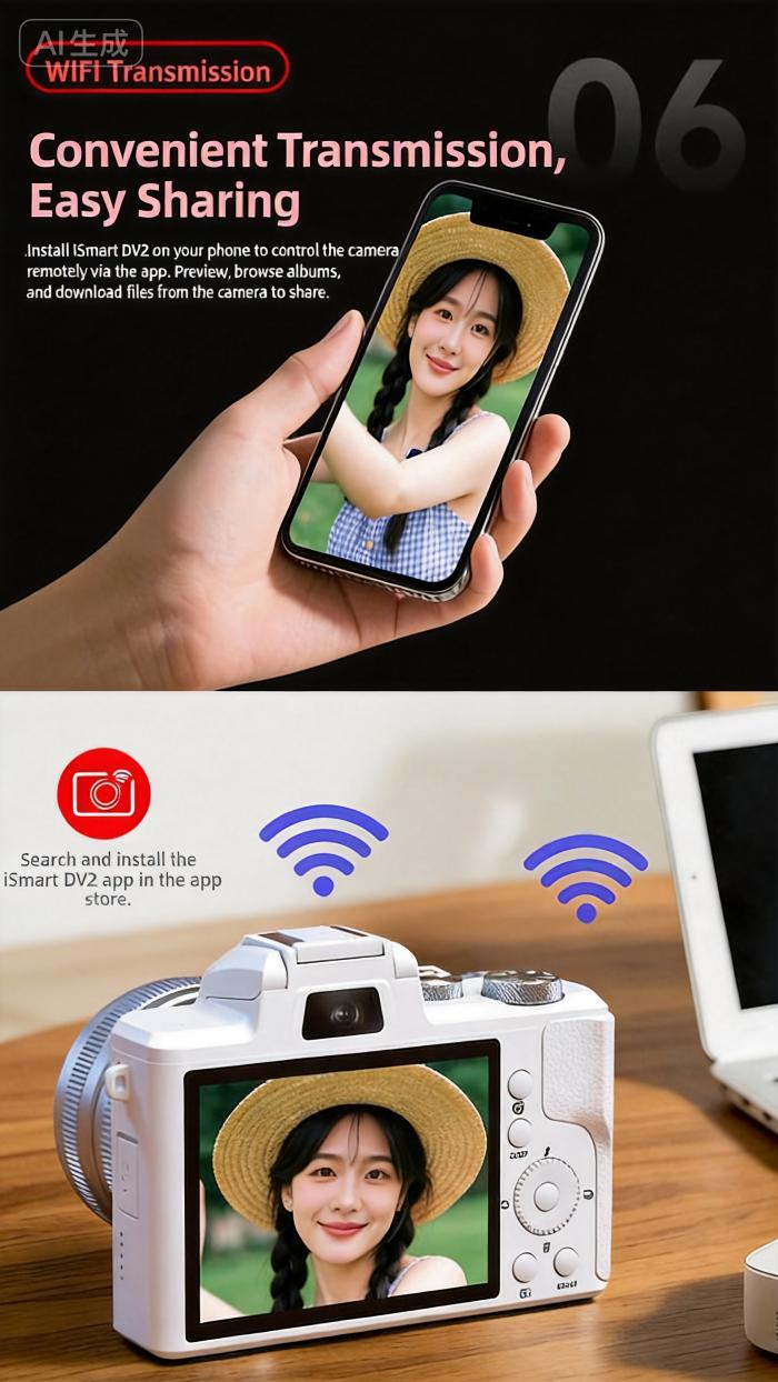 DLC DC226 Unbeatable Value Digital Camera with Dual Image Professional Sensor Support WIFI Transfer16X Digital Zoom Photography