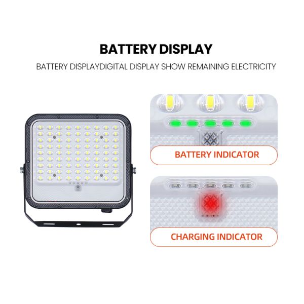 High Efficiency LED Flood Light with Adjustable Color Temperature Monocrystalline Solar Panel Optical PC Lens and Premium Brand LED Chips for Outdoor