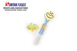 China Toy Candy Smile Face Colorful Compress Candy Plastic Tube , Toy Candy on sale