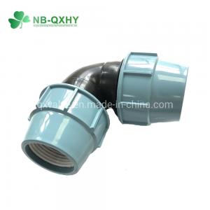 China QX Complete Size PP Compression Fitting Plastic 90 Degree Elbow for Water Supply on sale