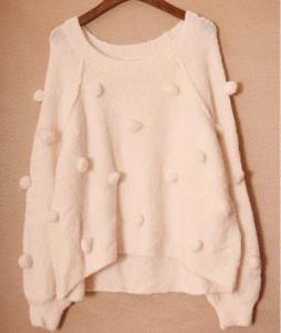 Quality Stockpapa Lovely White Casual Sweater Warm Crop Sweater For Ladies for sale