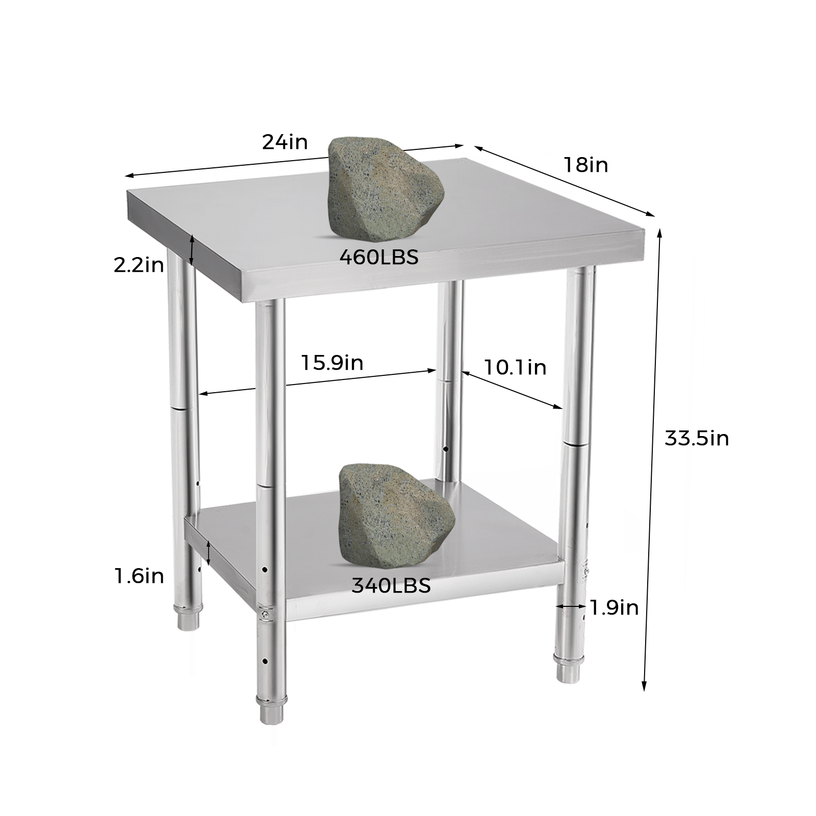 Double-layer Stainless Steel Work Table with Durable Construction and Customized Size for Commercial Kitchen