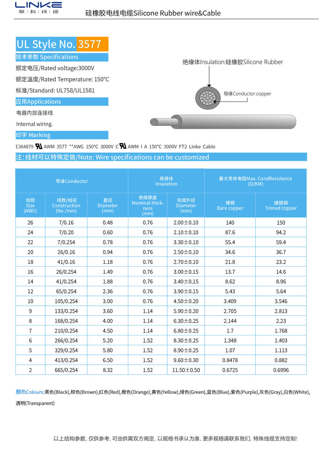 Insulated UL Silicone Rubber Copper Connecting Wire for Underground Electrical Cable