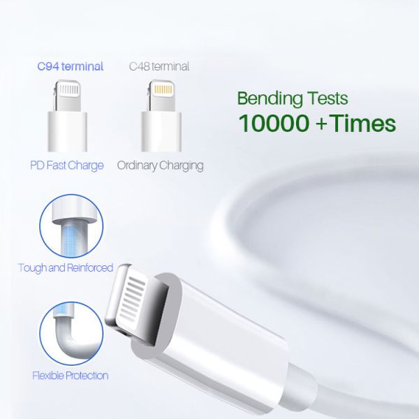 MFI Certified 18W USB Lightning Charging Cable Iphone USB C Lightning Cable
