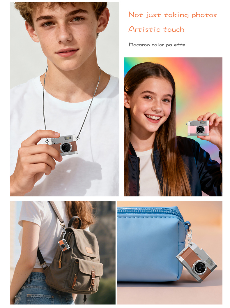 Portable 4K Vlog Camera 48MP CCD Sensor 2.4 Inch Rotatable Screen 8X Digital Zoom Electronic Anti-Shake Smile Capture