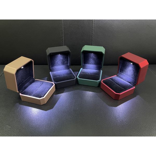 Customized Your Logo- Luxury Black Octagonal LED Ring Box