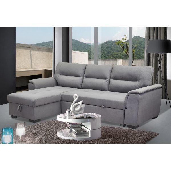 Sectional Pull Out Folding Sofa Bed Multipurpose Breathable Light Gray