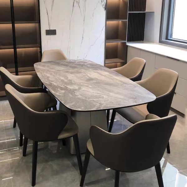 Luxury Unique Design Stainless Steel Modern Dining Table Set Rectangular Table