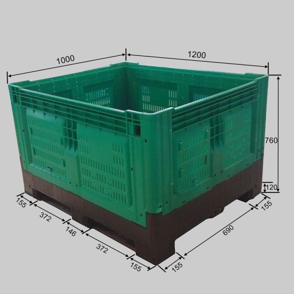 HUADING Foldable Plastic Storage Bin Collapsible Pallet Box with Large Capacity of 1T