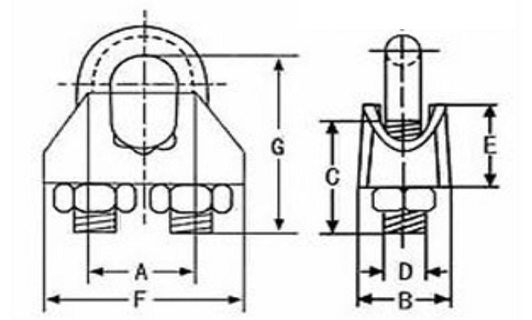 1 8 Inch Malleable Wire Rope Clips Type B Galvanized For Rigging Hardware