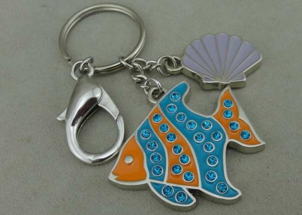 Buy Soft Enamel Fake Stone Promotional Keychain Silver Advertising Misty Nickel at wholesale prices