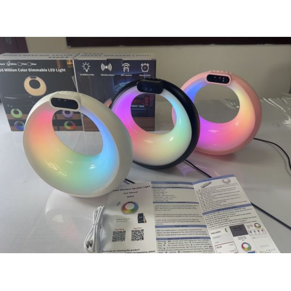 Wake-Up Lights Smart Speaker App Control Deep Bass Wireless Lamp Multifunction Bluetooth Bedside Night Light Alarm Clock
