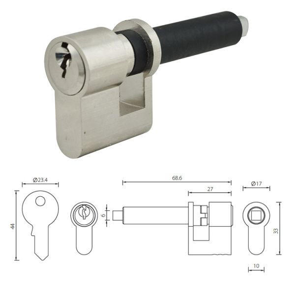 Spindle Drive Multi Lock Cylinder Satin Nickel Brass Special Application