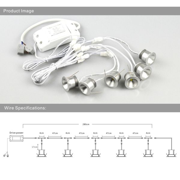 Mini 3W LED Light Downlight+Power Supply Kit Recessed LED Ceilling Spotlight