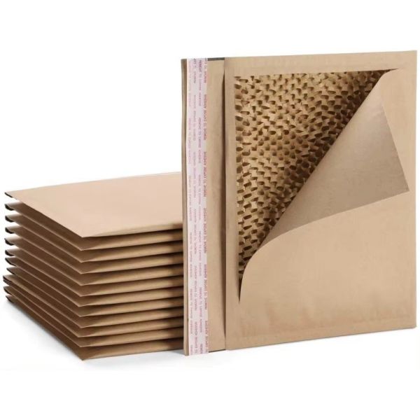 Compostable Honeycomb Padded Kraft Paper Express Envelope Biodegradable Shockproof Mailers Shipping Mailing Bags