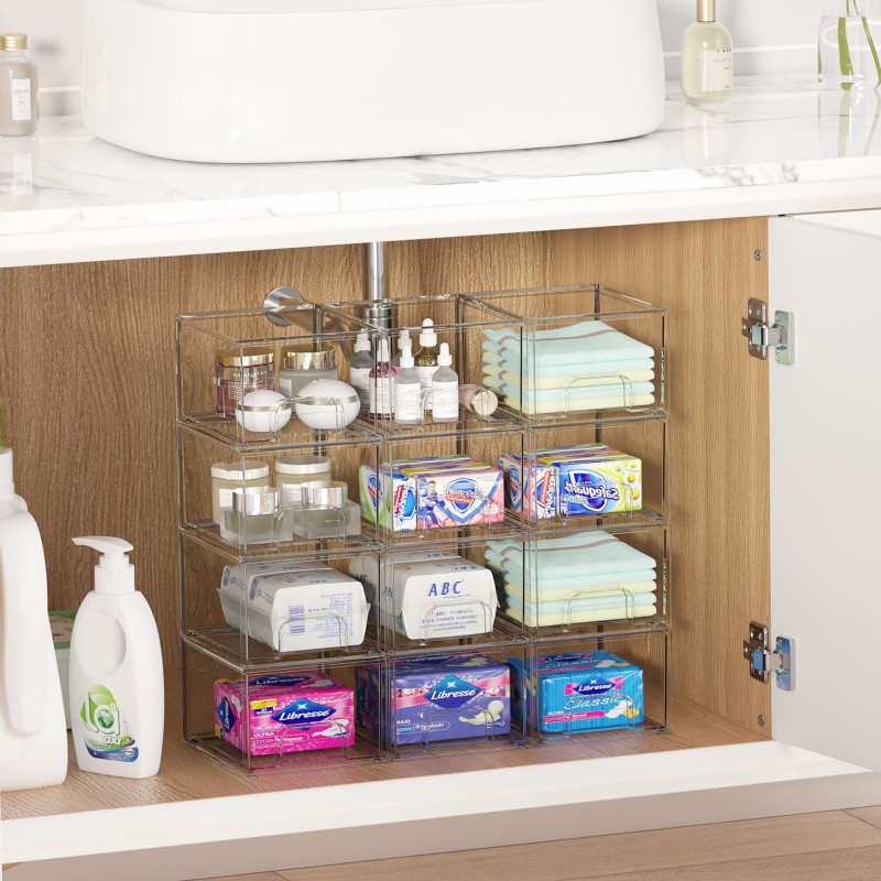 Hot Selling Transparent PET Pull Out Solid Cosmetic Organizer Stackable Cosmetic Lipstick Storage Box