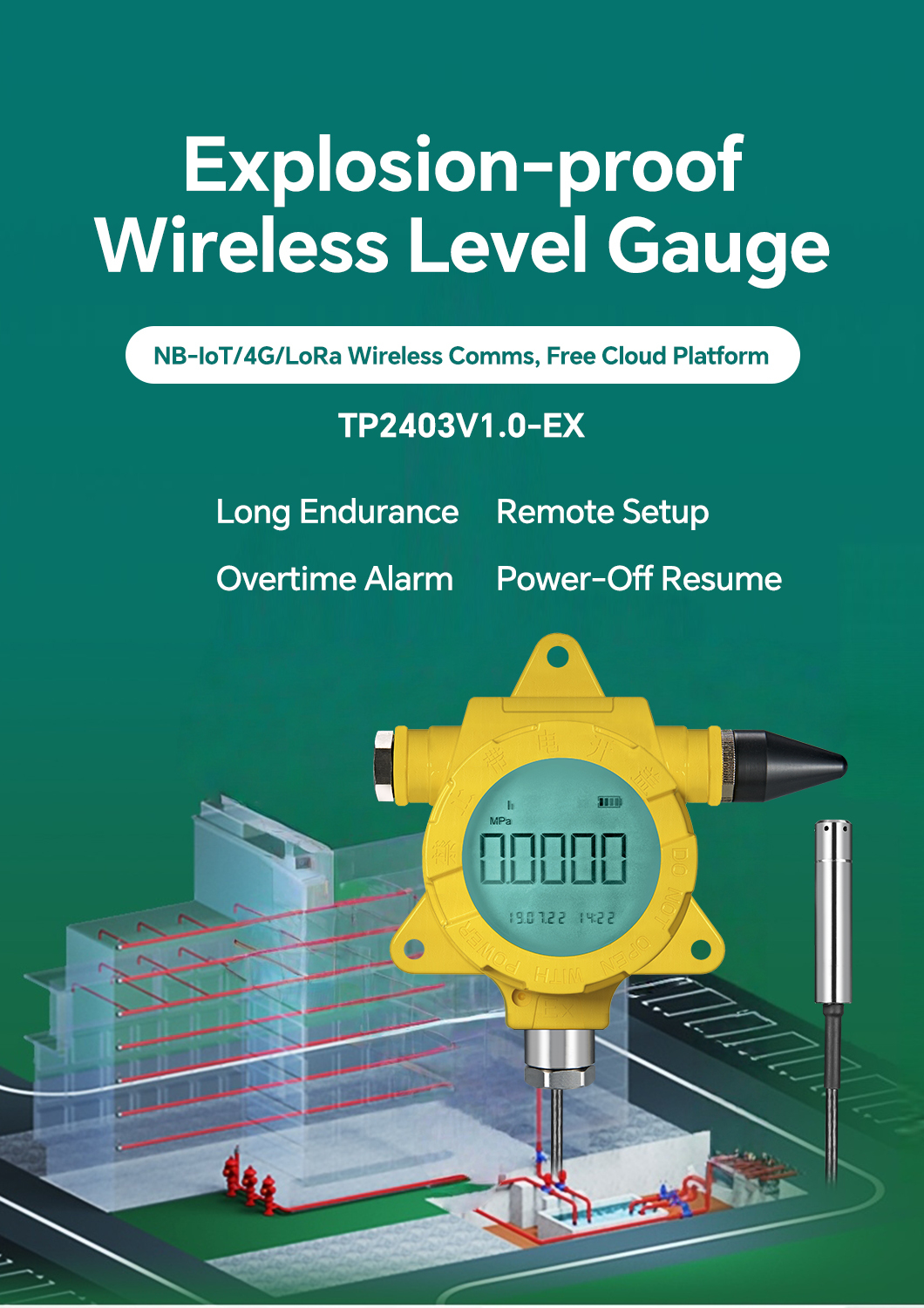 Low Power Explosion Proof Liquid Level transmitter For Storage Tank