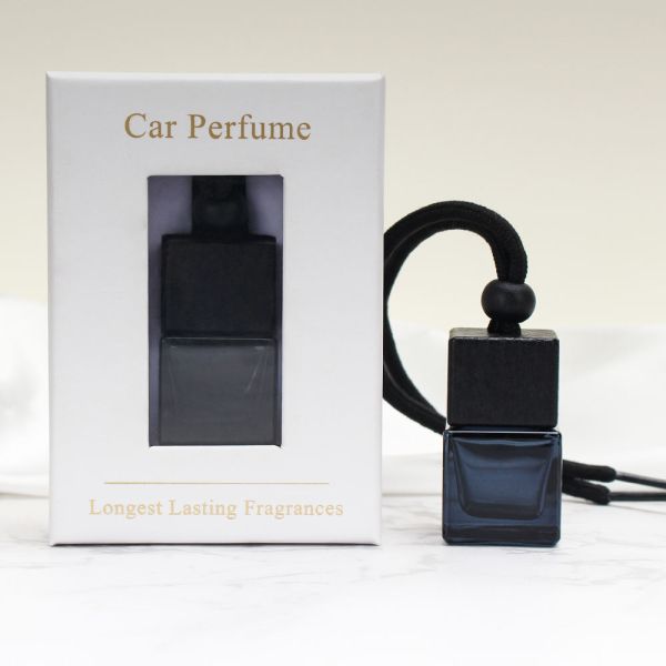 8ml Black Aroma Diffuser Bottle Diffuser Glass Hanging Perfume Bottle With Black Wood Lids