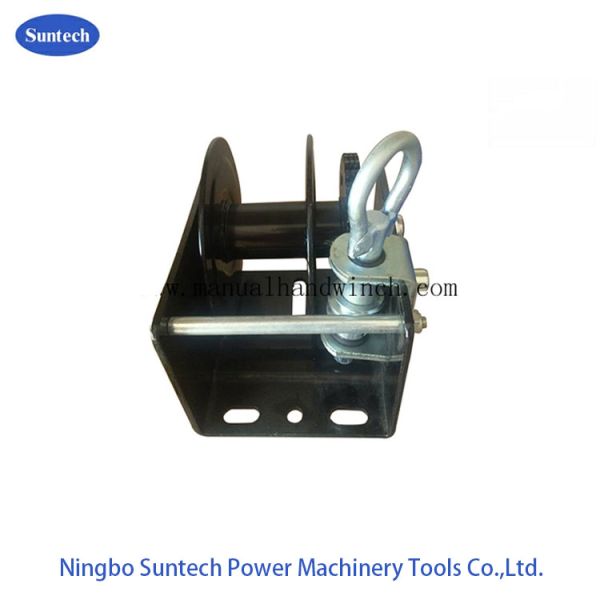 Poultry Wall Mounted Worm Gear Hand Winch 600kg Single Drum Black Plated