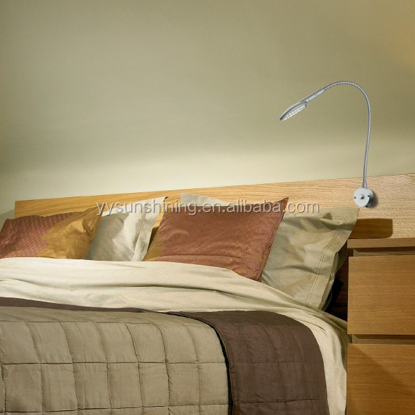 Silver Wall Mount Touch Switch Flexible Gooseneck Snake LED Reading Light