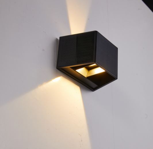Beam Angle Adjustable Solar Wall Light Up Down 3000k Rgb 3 Face Ip54