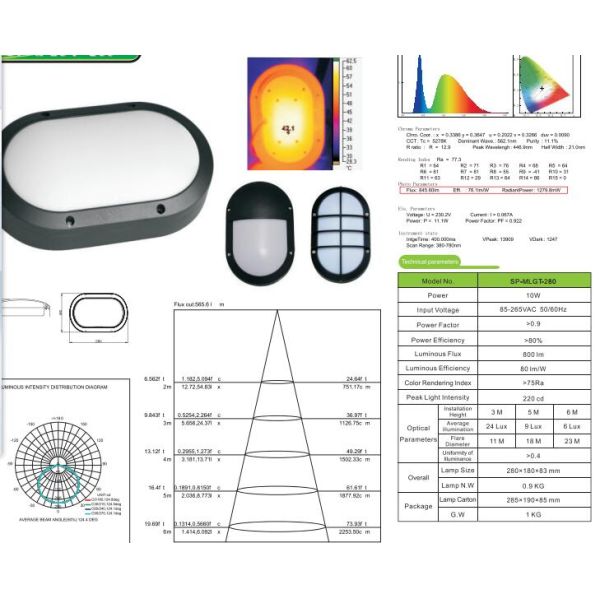 Emergency Oval LED Bulkhead Light 20W Corrosion Proof Grey Housing IP65