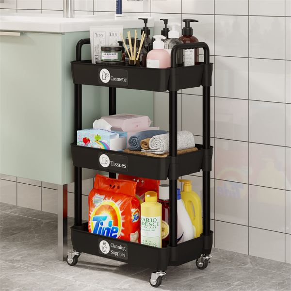 Three-layer Kitchen Rotating Shelving for Multifunctional Vegetable and Fruit Storage