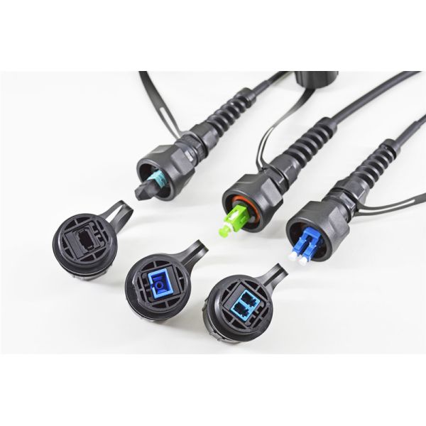 Waterproof Connector Socket Plug Fiber Cable Assembly Light weight FTTH ODVA LC/SC/MPO