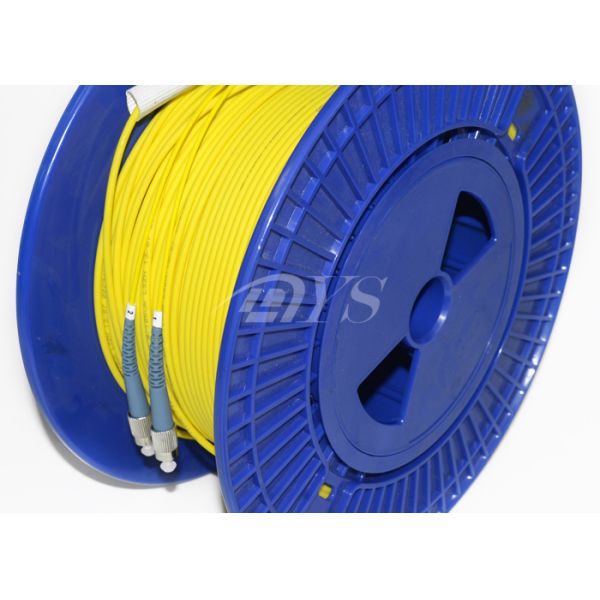 Yellow 50 Meter Duplex Single Mode Fiber Patch Cord with pulling eye