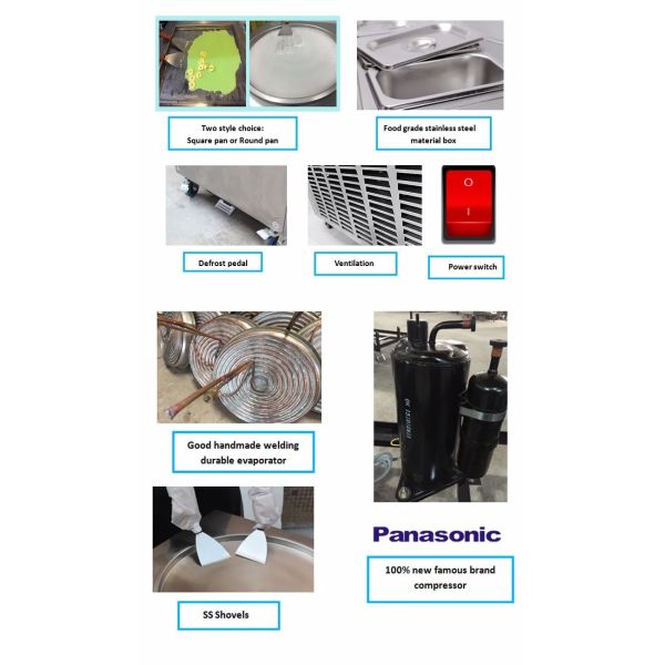 Hot Sale Quick Freezing Pan Fried Ice Cream Rolls Machine Stainless Steel Ice Cream Roll Machine