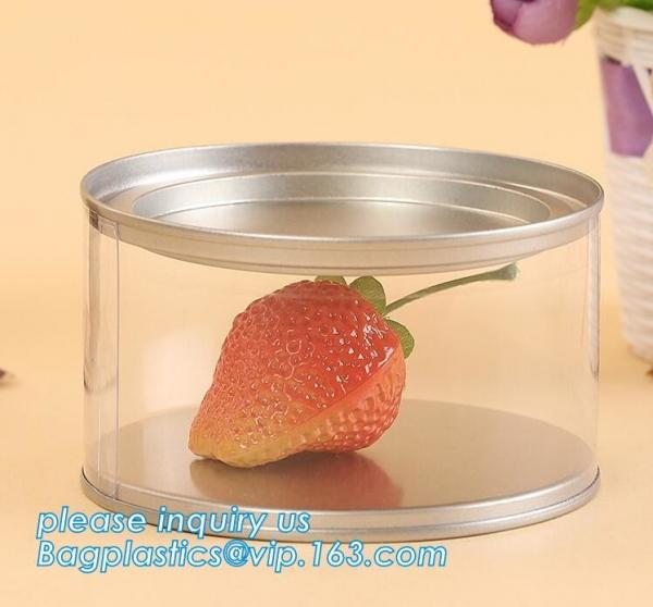 clear PVC PET can for food canning,Customized round clear paint can with tin lid,paint can with tin top & bottom and han