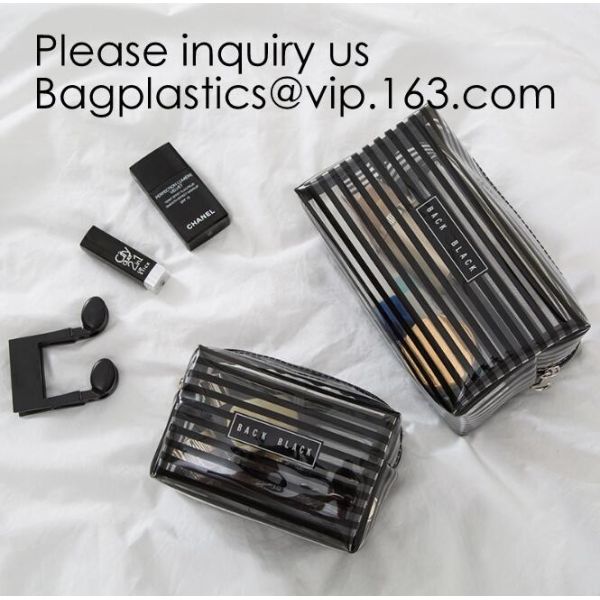 Compact Multi-purpose Handbag-style Transparent Glitter Cosmetic Pouch with Zipper Pocket on the Back, bagease, bagplast