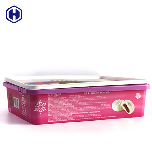 0.45KGS Food Grade Square IML Box / Plastic Cake Container Scratch Resistant