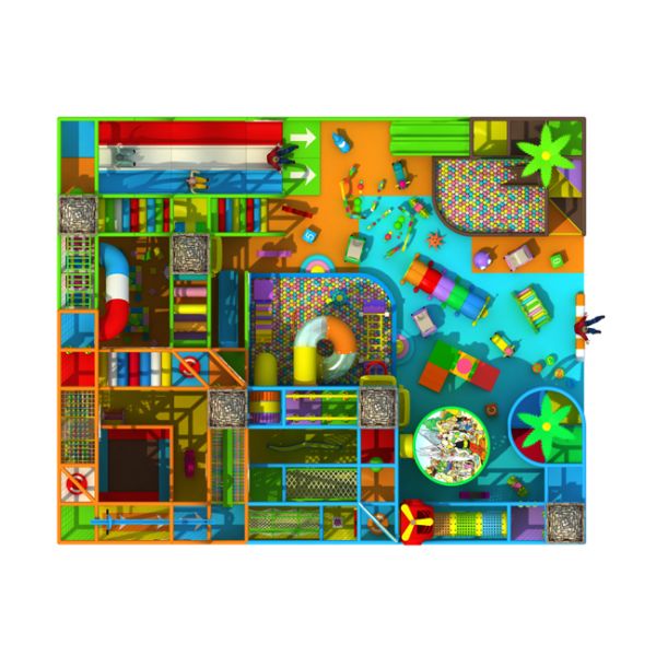 Large Indoor Play Structures / Indoor Playground Set With Soccer Playing Area And Trampoline