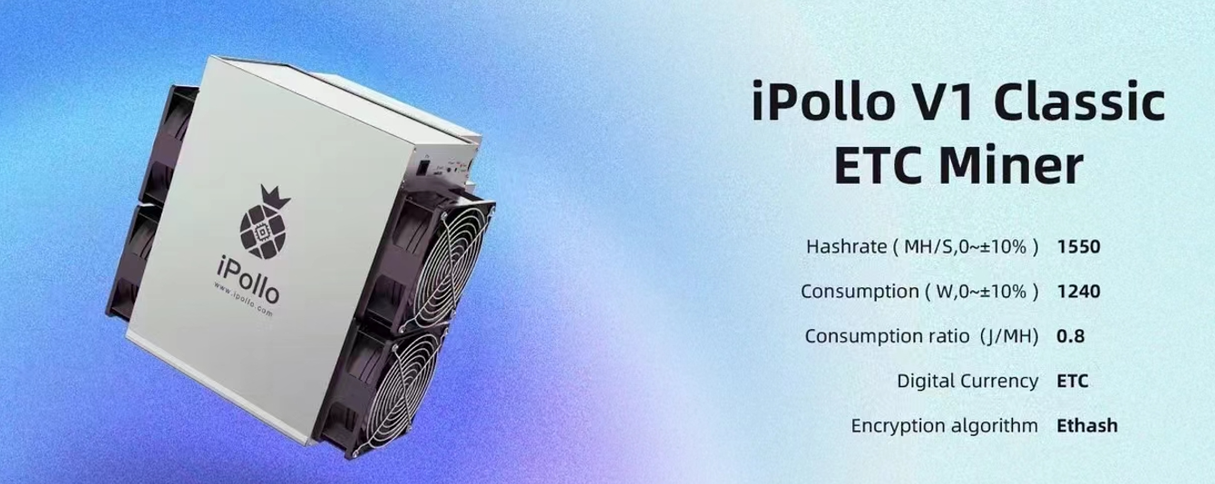 Crypto Asic iPollo V1 Miner 1550M ETC Mining Machine
