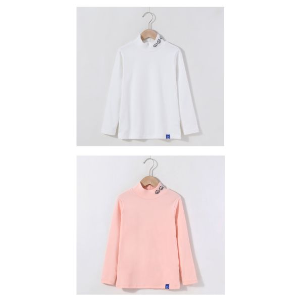 Spring Autumn Long Sleeve Turtleneck Undershirt Smiling Face Print Solid Color Size 120-170