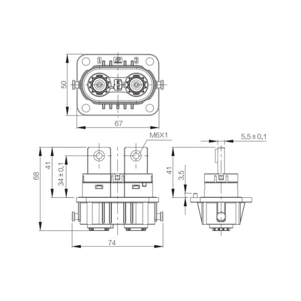 150A EV Battery Connector IP6K9K Electric Plug Socket Secondary Lock Function