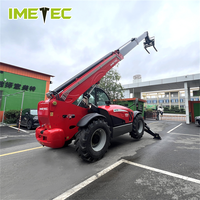 Telehandler with forks attached for material handling