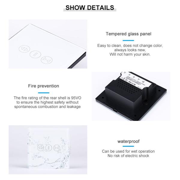 Smart Home WIFI Switch Eu/us Standard Wall Touch Control Curtain Switch Work With Google/alexa For Electric Curtain Swit