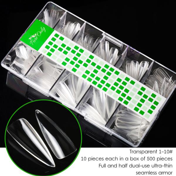 MSDS Certification Included Plastic Artificial Nails Customized Full Cover Nail Tips 100 Pcs French Short C Curve Xl