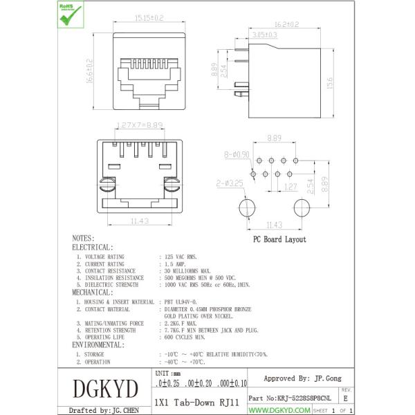 Unshielded 180 Degrees Top Insertion RJ45 Keystone Jack 8p8c Ethernet Socket