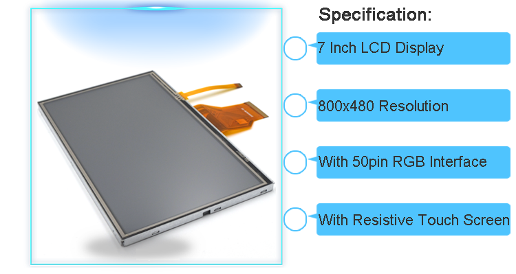 Oem A-Si 7 Inch Display Active Matrix TFT Color LCD Touch Screen
