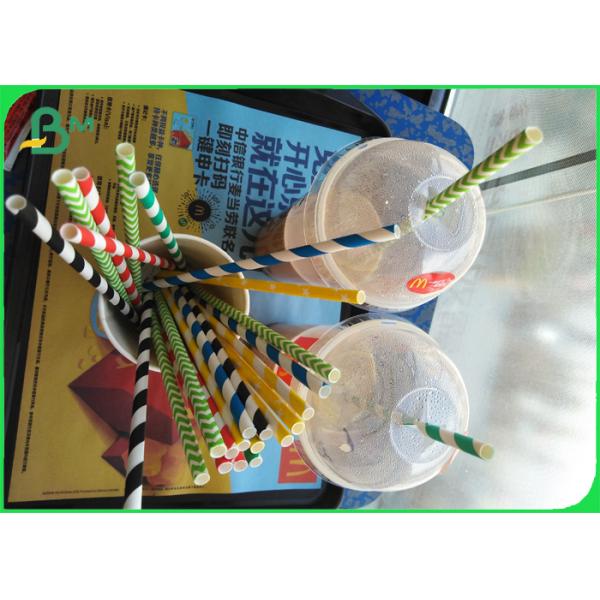 Colored Striped Drinking straws Paper Raw Material Rolls 60gsm