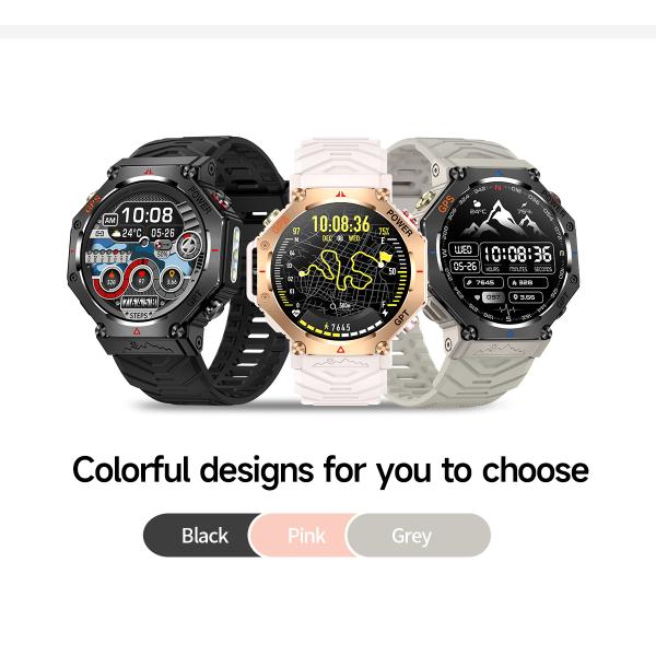 KC91 GPS smart watch 1.39''screen support GPT flashlight bluetooth multiple sports