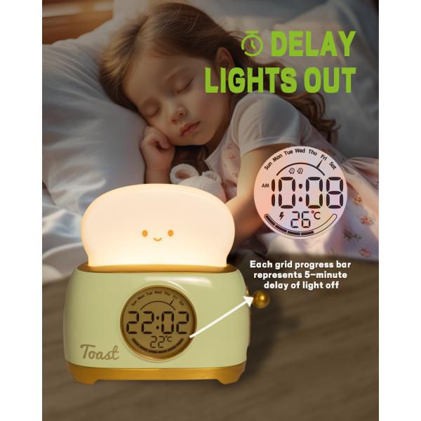Smart ABS Wake up Light Clock Modern Design Digital Table Alarm Clock with Backlight