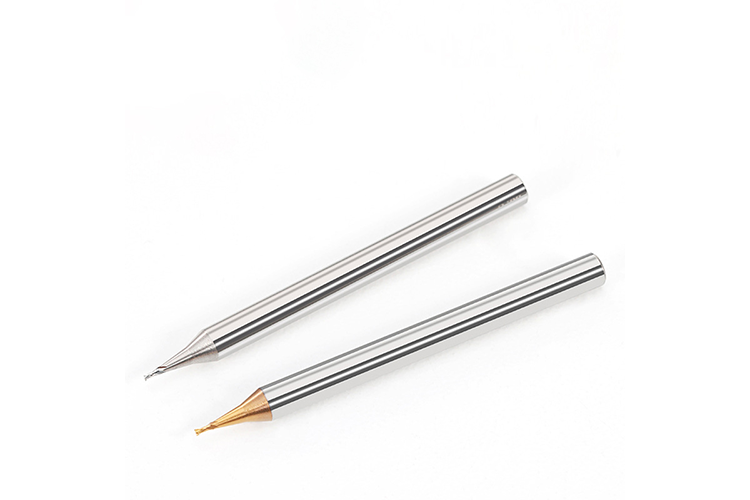 2-flute Tungsten Carbide End Mill with Micro Diameter and 60° Flat Cutting Edge for Steel and Aluminum