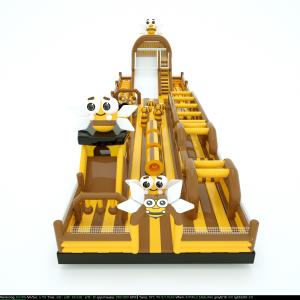 Quality Bee Inflatable Obstacles Course Yellow Brown With Big Slides for sale
